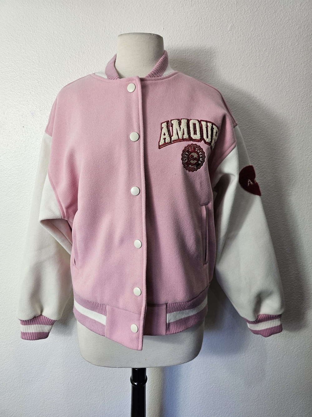 Pink & White Varsity Jacket